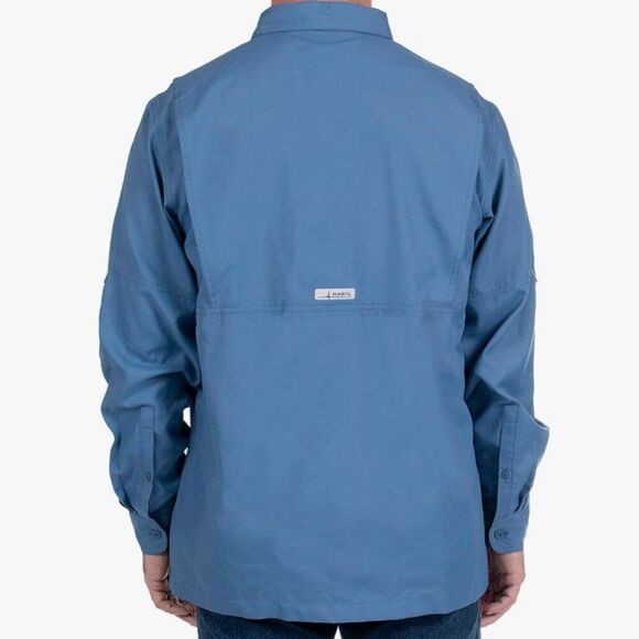 Habit Moonlight Blue Belcoast Long Sleeve River Guide Fishing Shirt Size Large - Picture 2 of 5